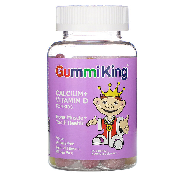 GummiKing, кальцій і вітамін D для дітей, 60 жувальних мармеладок