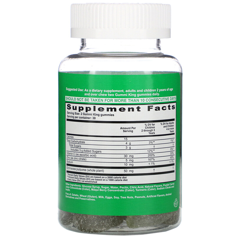 GummiKing, Echinacea Plus Vitamin C+ Zinc for Kids, Strawberry, Orange