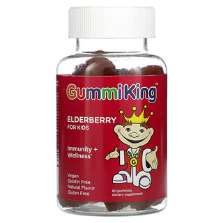 GummiKing, Elderberry For Kids, Immunity + Wellness, Raspberry Flavor, 60 Gummies