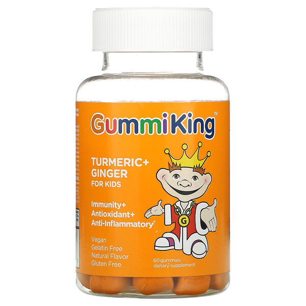 GummiKing‏, Turmeric + Ginger For Kids, Immunity + Antioxidant + Anti-Inflammatory, Mango Falvor, 60 Gummies