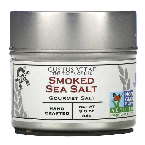 Gustus Vitae, Gourmet Salt, копченая морская соль, 84 г (3 унции)