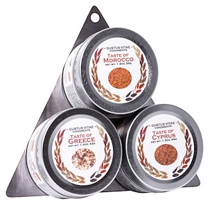 Отзывы о Густус Витаэ, Taste of the Mediterranean Seasoning Collection, 3 Tin Variety Pack