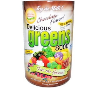 Отзывы о Гринс Ворлд, Delicious Greens 8000, Chocolate Flavor, Powder, 10.6 oz (300 g)