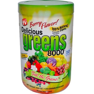 Отзывы о Гринс Ворлд, Delicious Greens 8000, Berry Flavor, Powder, 10.6 oz (300 g)