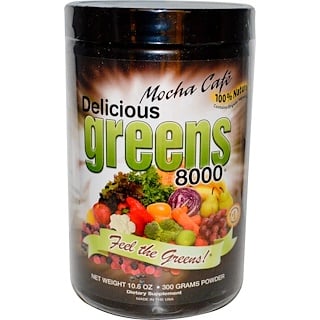 Greens World, الخضر اللذيذة 8000، موكا كافيه، 10.6 أوقية (300 غرام)