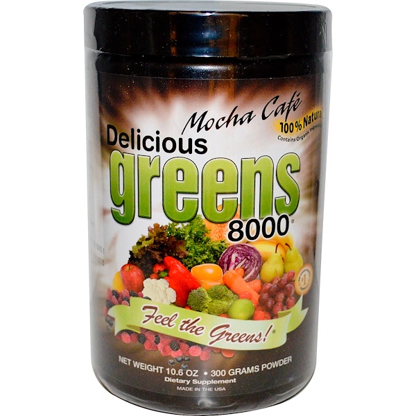 Greens World, 美味超級綠色食品 8000, 摩卡咖啡味, 10.6 盎司 (300 克)