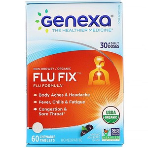 Genexa, Flu Fix, Flu Formula, Organic Acai Berry Flavor, 60 Chewable Tablets отзывы
