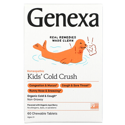 

Genexa Kids´ Cold Crush Cold & Cough Ages 3+ Organic Acai Berry 60 Chewable Tablets