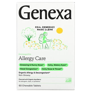 Genexa, 敏感護理，有機敏感和減充血劑，有機巴西莓，60 片咀嚼片