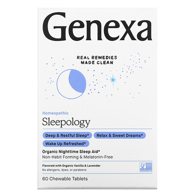 

Genexa Sleepology Organic Nighttime Sleep Aid Vanilla Lavender 60 Chewable Tablets