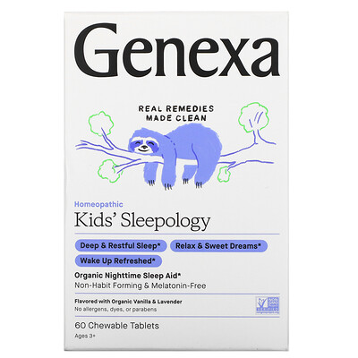 

Genexa Kids' Sleepology Organic Nighttime Sleep Aid Ages 3+ Vanilla & Lavender 60 Chewable Tablets