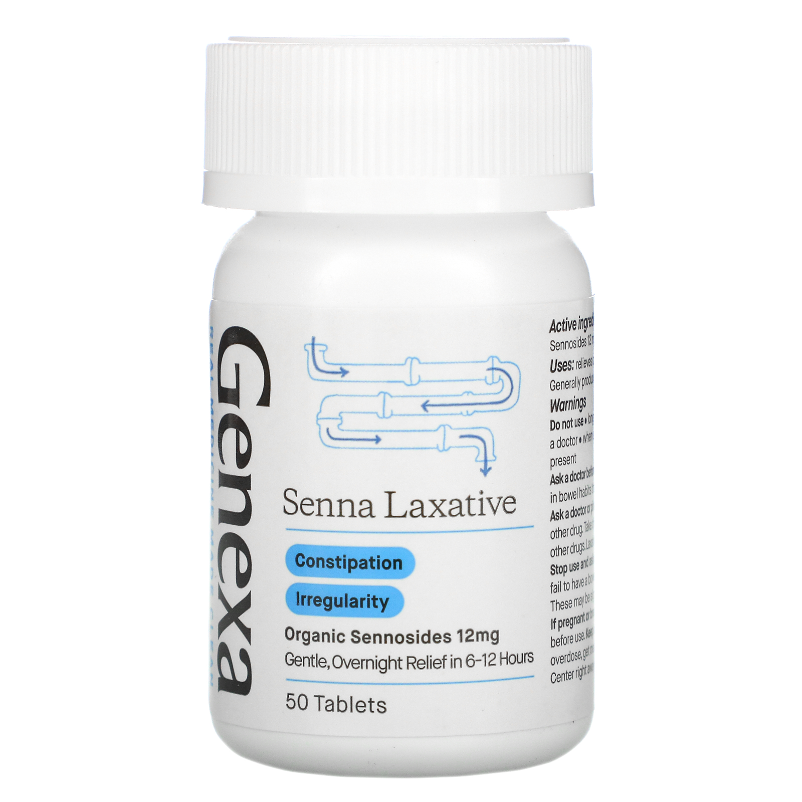 Genexa, Senna Laxative, 12 mg, 50 Tablets - iHerb