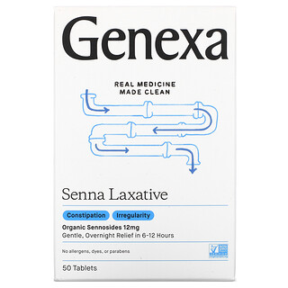 Genexa, ラックスエイド、Organic Senna Laxative（朝のスッキリに）、タブレット50粒