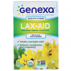 Отзывы о Genexa, Lax-Aid, Organic Senna Laxative,  50 Tablets