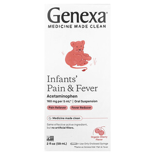 Genexa, Douleurs et fièvres pour les nourrissons, Cerise biologique, 160 mg, 59 ml