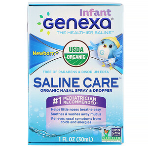 Отзывы о Genexa, Infant Saline Care, Organic Nasal Spray & Dropper, Newborn+, 1 fl oz (30 ml)