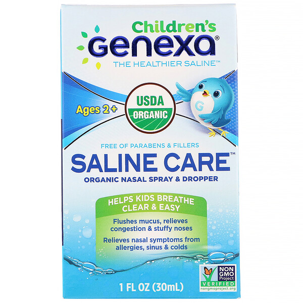 Genexa, Children's Saline Care, Organic Nasal Spray & Dropper, Ages 2