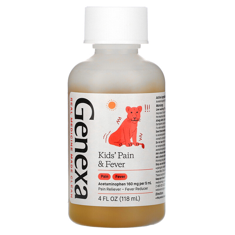 Genexa, Kid's Pain & Fever, Ages 2+, Organic Blueberries , 4 fl oz (118