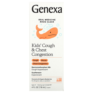 Genexa Kid's Cough & Chest Congestion, Organic Blueberries, 4 fl oz (118 ml)