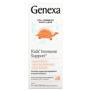 Genexa, 兒童機體機體防禦力幫助，2 歲以上，有機蜂蜜和接骨木，4 液量盎司（120 毫升）