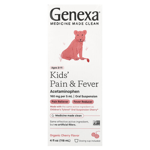 Genexa, Kids' Pain & Fever, Ages 2-11, Organic Cherry, 4 fl oz (118 ml)