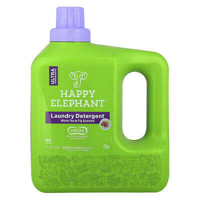Happy Elephant, Detergente para la ropa, Té blanco e higo, 1,89 l (64 oz. líq.)