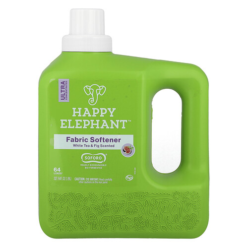Happy Elephant Happy Elephant, Fabric Softener, White Tea & Fig, 64 fl oz (1.89 l)