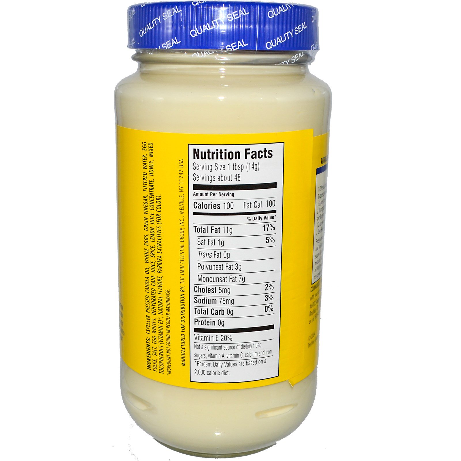 Hain Pure Foods, Canola Mayonnaise, 24 fl oz (709 ml)