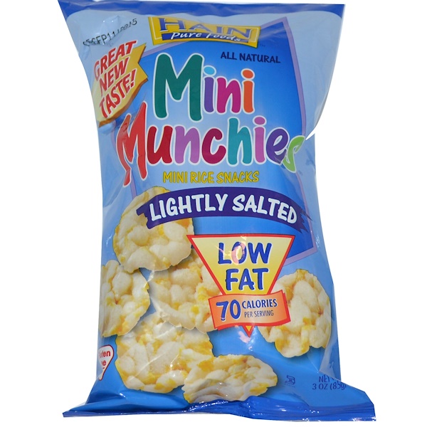 Hain Pure Foods, Mini Munchies, Mini Rice Snacks, Lightly Salted, 3 oz (85 g)  (Discontinued Item) 