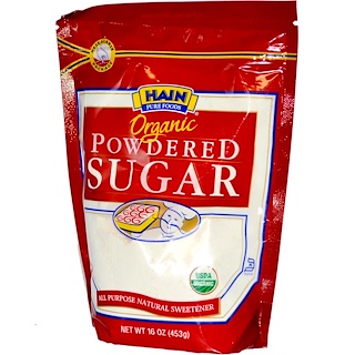 hain pure foods, organic powdered sugar, 16 oz (453 g)