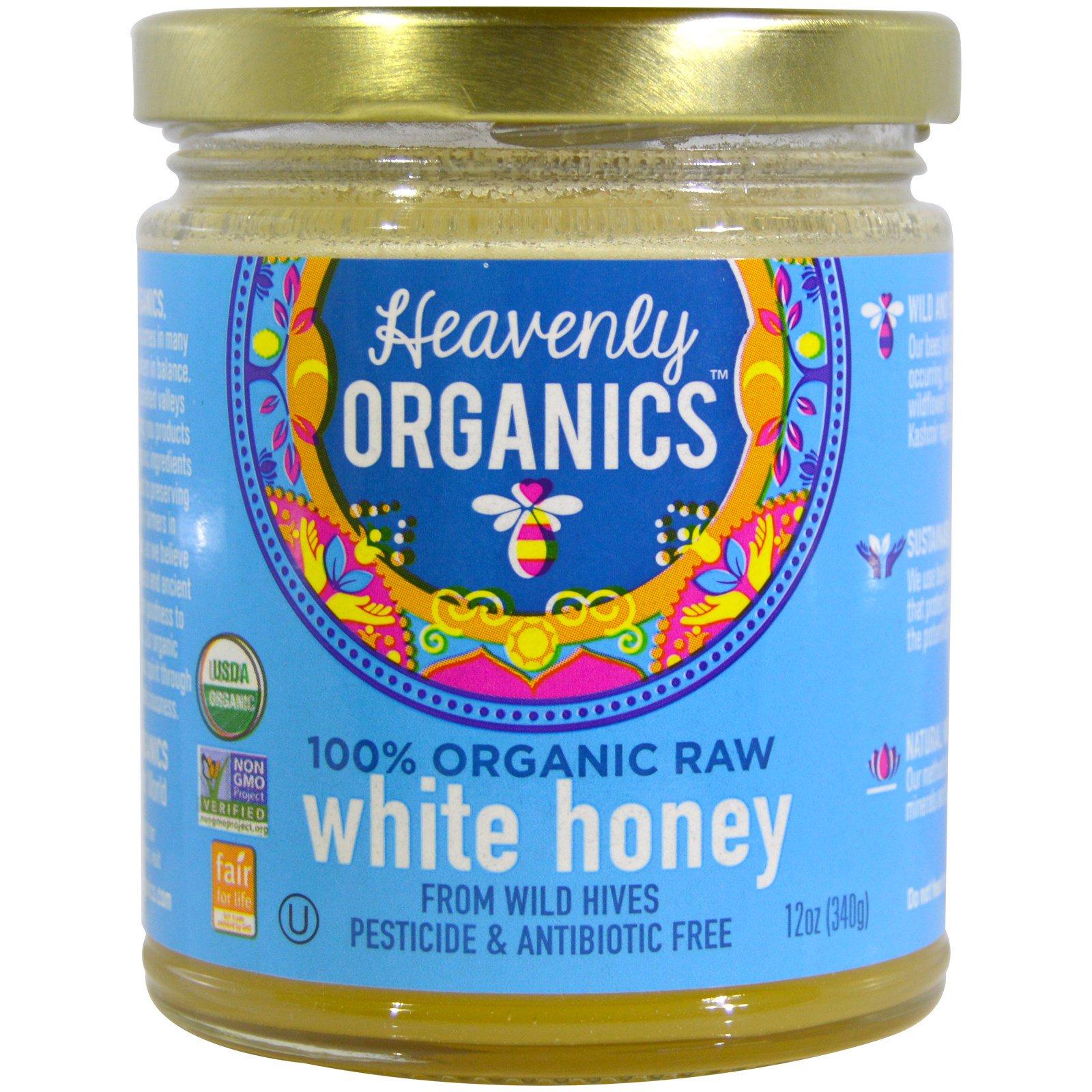 Heavenly Organics, 100 Organic Raw White Honey, 12 oz (340 g) iHerb