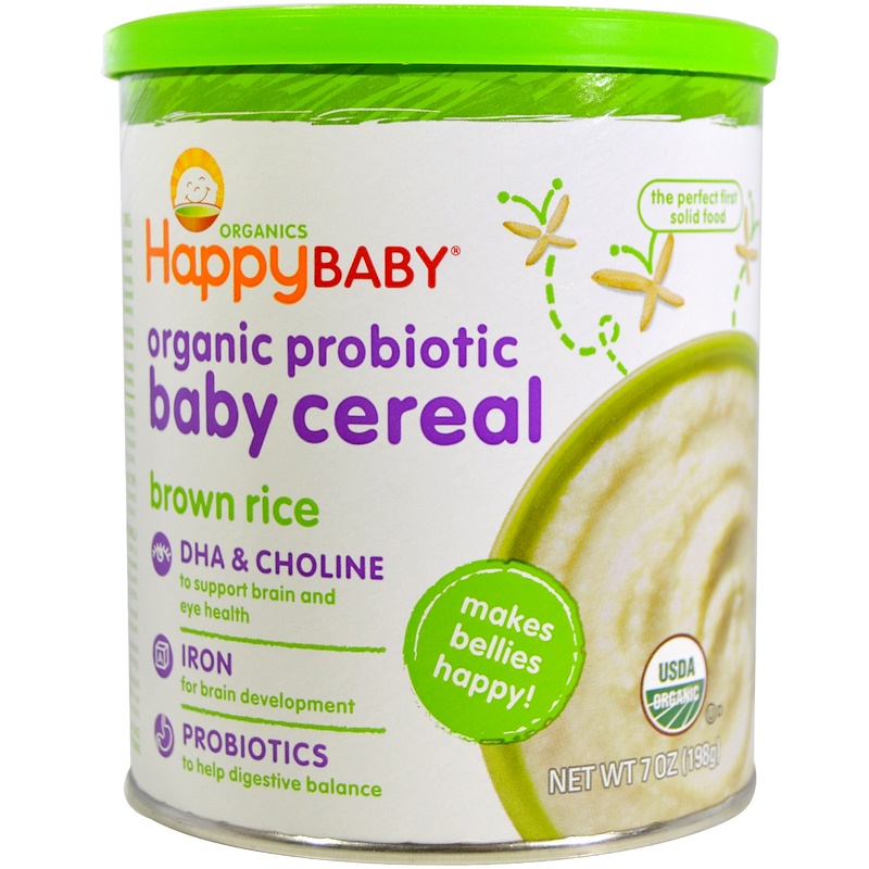 Happy Family Organics, Organic Probiotic Baby Cereal, Brown Rice, 7 oz