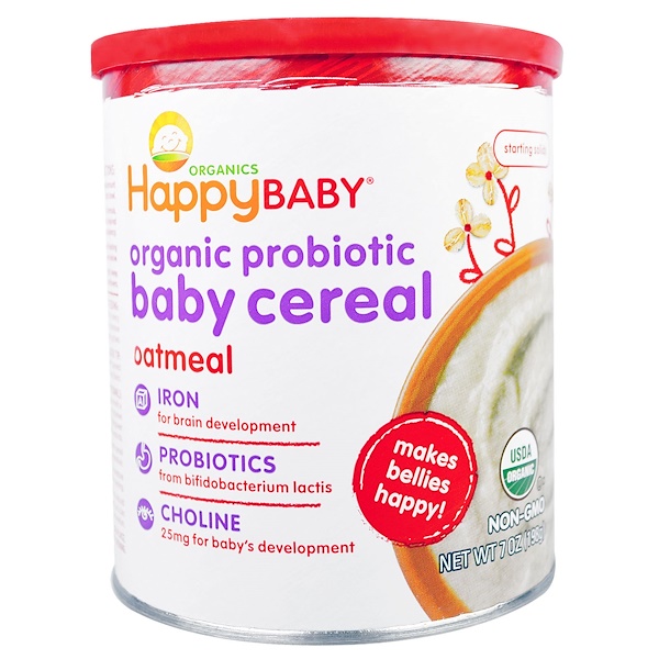 Nurture Inc. (Happy Baby), Органическая каша с пробиотиками для детей, овсяная, 7 унций (198 г)
