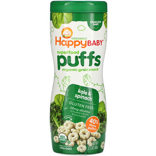 Happy Family Organics, Superfood Puffs, Organic Grain Snack, Kale & Spinach, 2.1 oz (60 g)