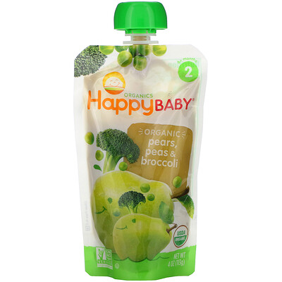 

Happy Family Organics Organics Happy Baby Stage 2 для детей от 6 месяцев органические груши горох и брокколи 113 г (4 унции)