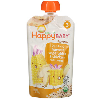 Happy Family Organics, Organic Baby Food, 7+ Months, Harvest Vegetables & Chicken with Quinoa, 4 oz (113 g)