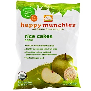 Nurture Inc. (Happy Baby), "Счастливый перекус", рисовые кексы с яблоком, 1.4 унций (40 г)