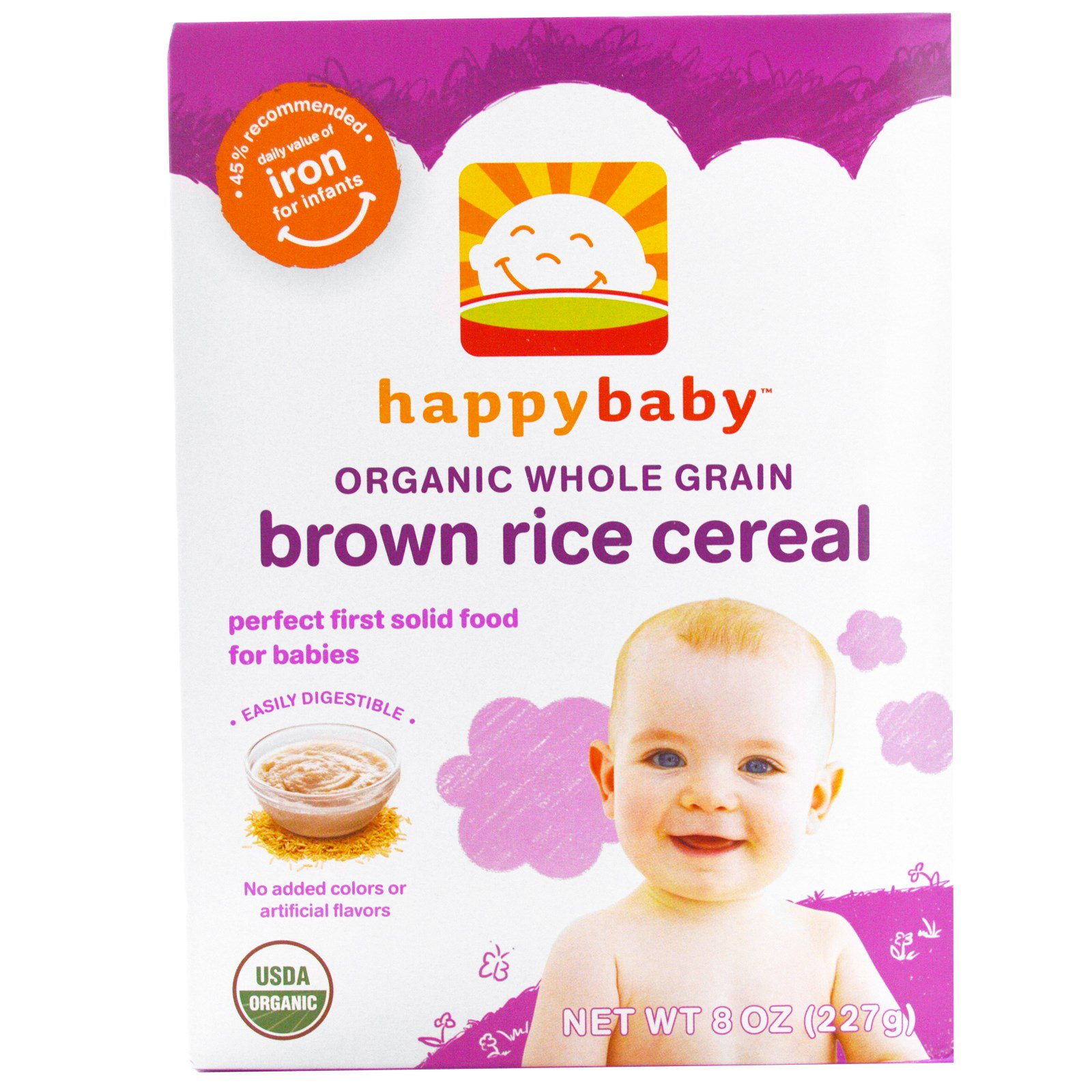 Happy Family Organics Organic Whole Grain Brown Rice Baby Cereal 8 Oz 227 G Iherb