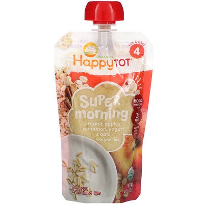 

Happy Family Organics Happy Tot Super Morning Stage 4 Organic Apples Cinnamon Yogurt & Oats + Super Chia 4 oz (113 g)