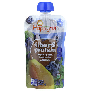 Happy Family Organics, Happy Tot®, Fibre & Protein, For 2+ Years, Organic Pears, Blueberries & Spinach, 4 oz (113 g)