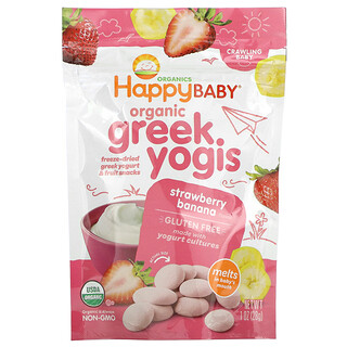 Happy Family Organics, Happy Baby®, 유기농 그릭 요기스, 기어 다니는 아기, 딸기 바나나, 28g(1oz)