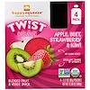 Happy Family Organics, الضغط السعيد، أطعمة سوبر عضوية، تويست، تفاح عضوي، شمندر، فراولة وكيوي، 4 عبوات، 3.17 أونصة (90 غ) كل واحدة