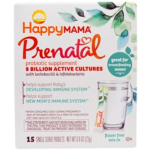 Nurture Inc. (Happy Baby), "Пренатал", пробиотическая пищевая добавка, без ароматизаторов, 15 порционных пакетиков - 0,8 унции (23 г)