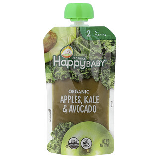 Happy Family Organics, Happy Baby, Organic Baby Food, 6+ Months, Apples, Kale & Avocados, 4 oz (113 g)
