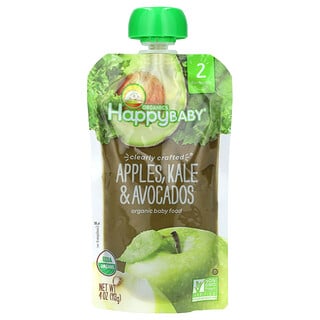 Happy Family Organics, Happy Baby®（ハッピーベビー）、オーガニックベビーフード、生後6か月以上、アップル ケール アボカド、113g（4オンス）