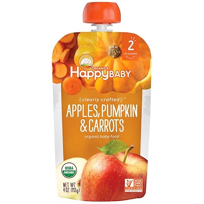 Organic Baby Food, Stage 2, Clearly Crafted, 6+ Months Apples, Pumpkin & Carrots, 4 oz (113 g)