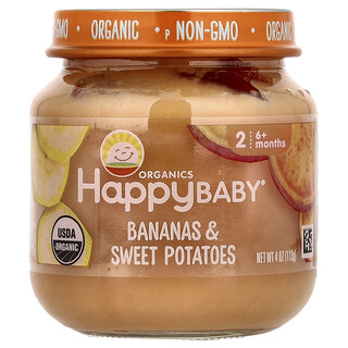هابي بيبي‏, Happy Baby® ، موز وبطاطا حلوة ، 4 أونصات (113 جم)