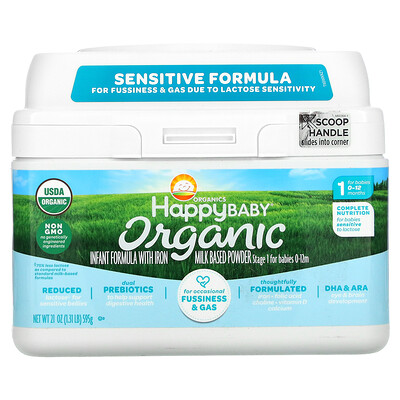 Happy Family Organics Organics Happy Baby, Infant Formula With Iron, Stage 2, 0-12 Months, 21 oz (595 g)