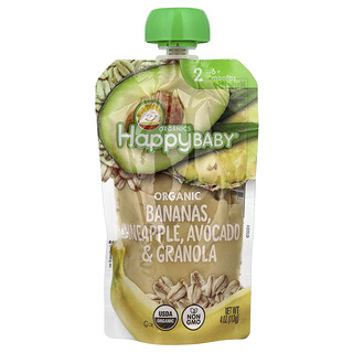 Happy Family Organics, Happy Baby, Organic Baby Food, 6+ Months, Bananas, Pineapple, Avocado & Granola, 4 oz (113 g)