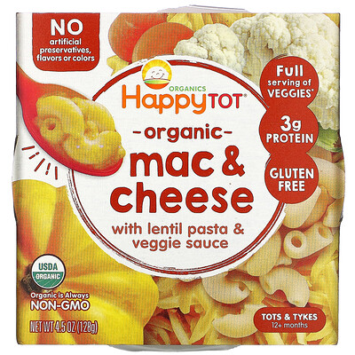 Happy Family Organics Organics Happy Tot, 12+ Months, Mac & Cheese, 4.5 oz (128 g)
